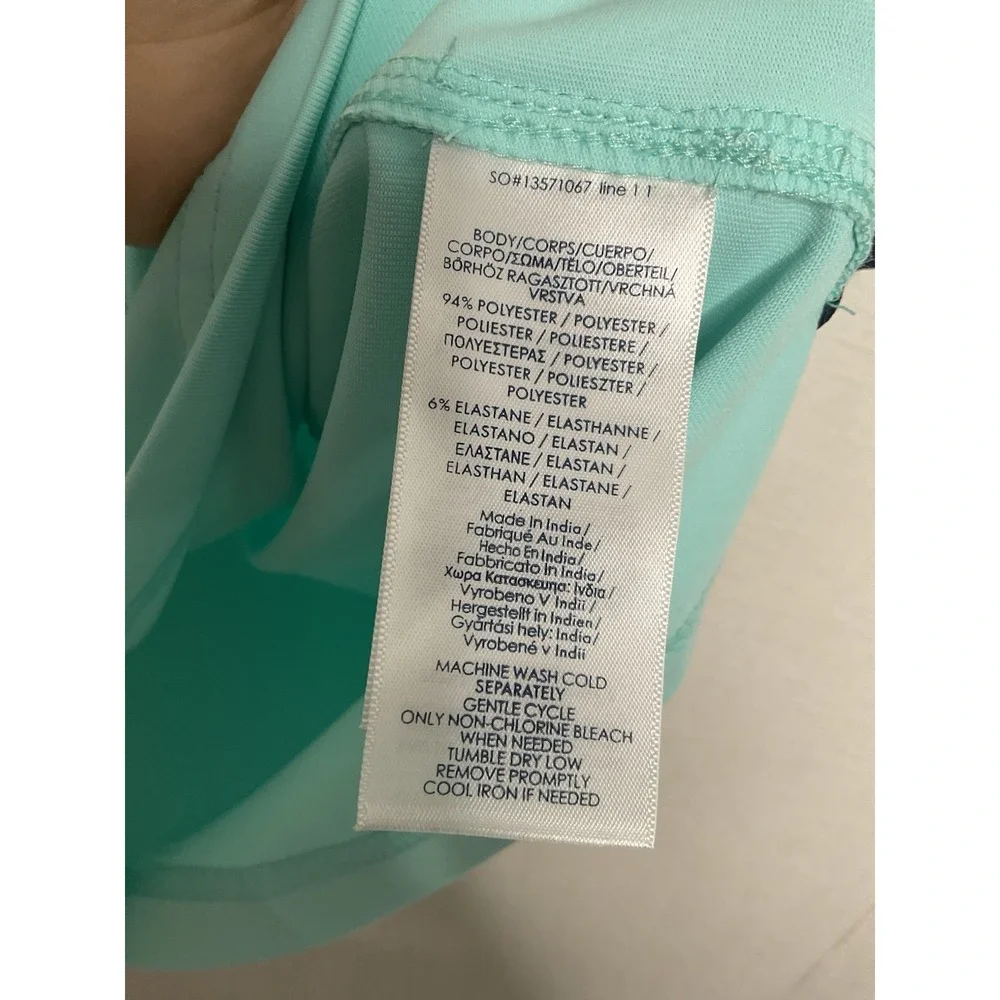 CHAPS Golf Polo Men's Size L  Aruba Blue/Light Turquoise Shorts Sleeve Shirt UPF - Picture 7 of 14